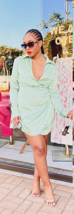 Women's Plain Shirt Dress with Neckline