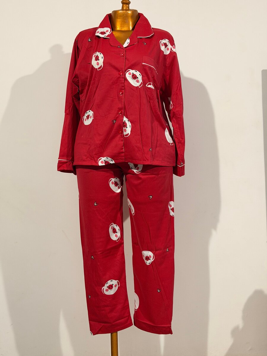 Pyjama rouge à motifs pandas