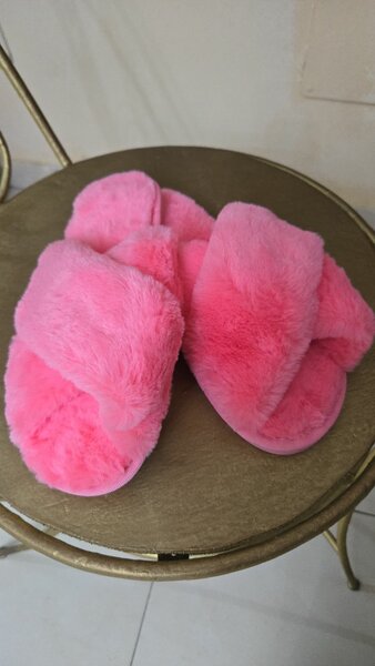 Plush Pink Fuzzy Slippers