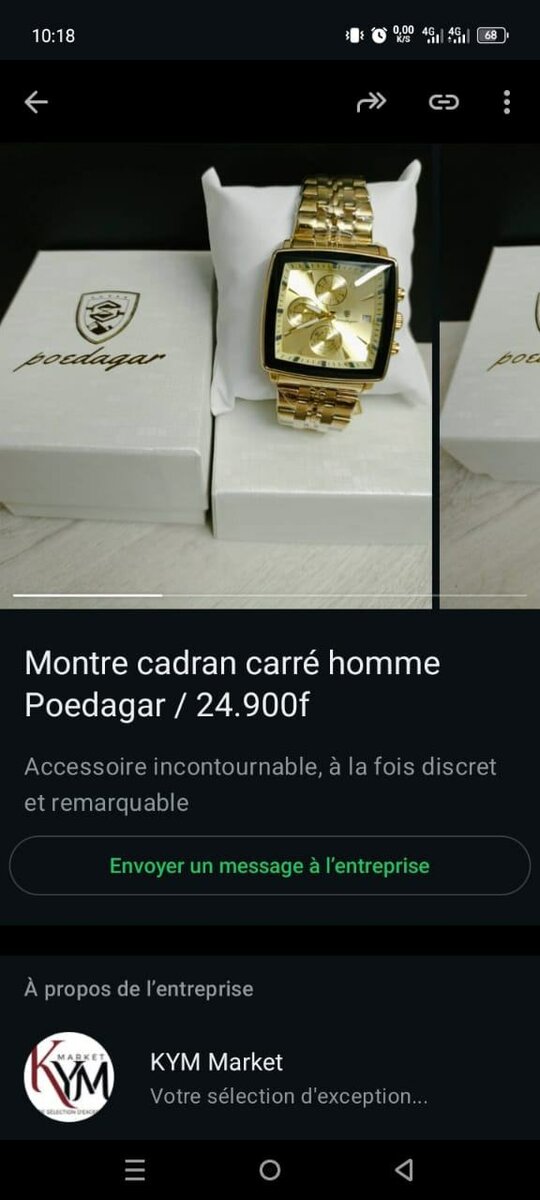 Montre Homme Carré Dorée Poedagar