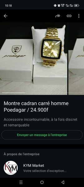 Montre Homme Carré Dorée Poedagar