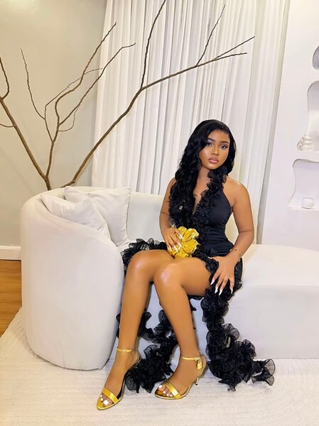 Robe de soirée noire glamour