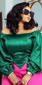 Silky off shoulder blouse