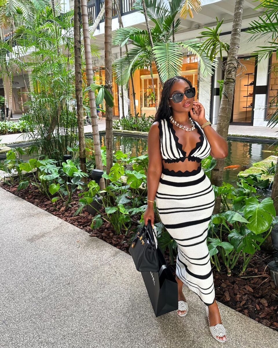 Ensemble crochet chic rayé