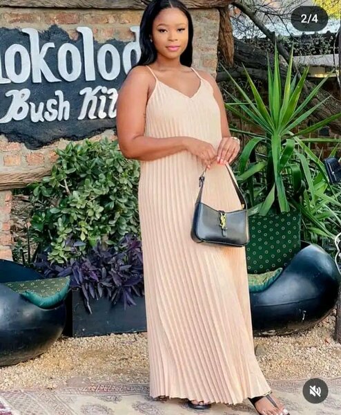 Women's long beige Dress with straps