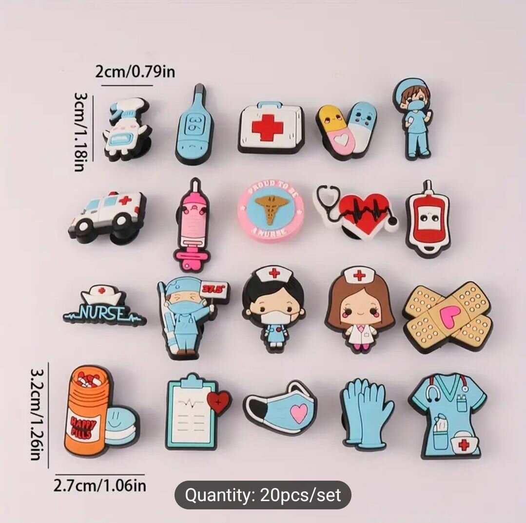 20pcs/set Shoe Buckles, Fashionable Nurse clogs