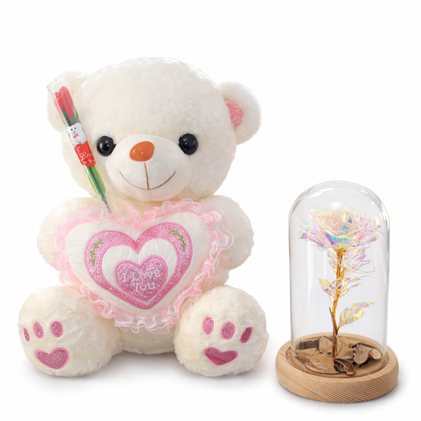 Ours en peluche avec rose éternelle