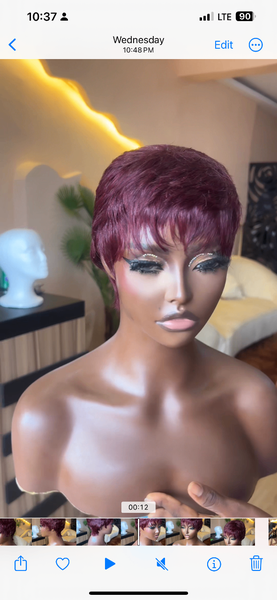 Burgundy pixie cut