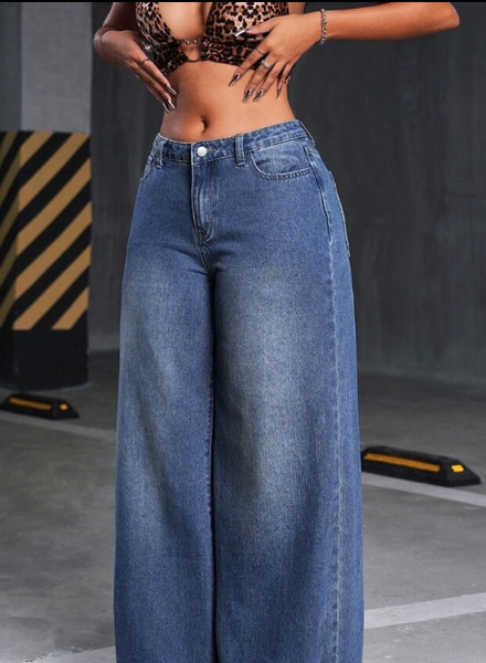 Jean large taille haute femme