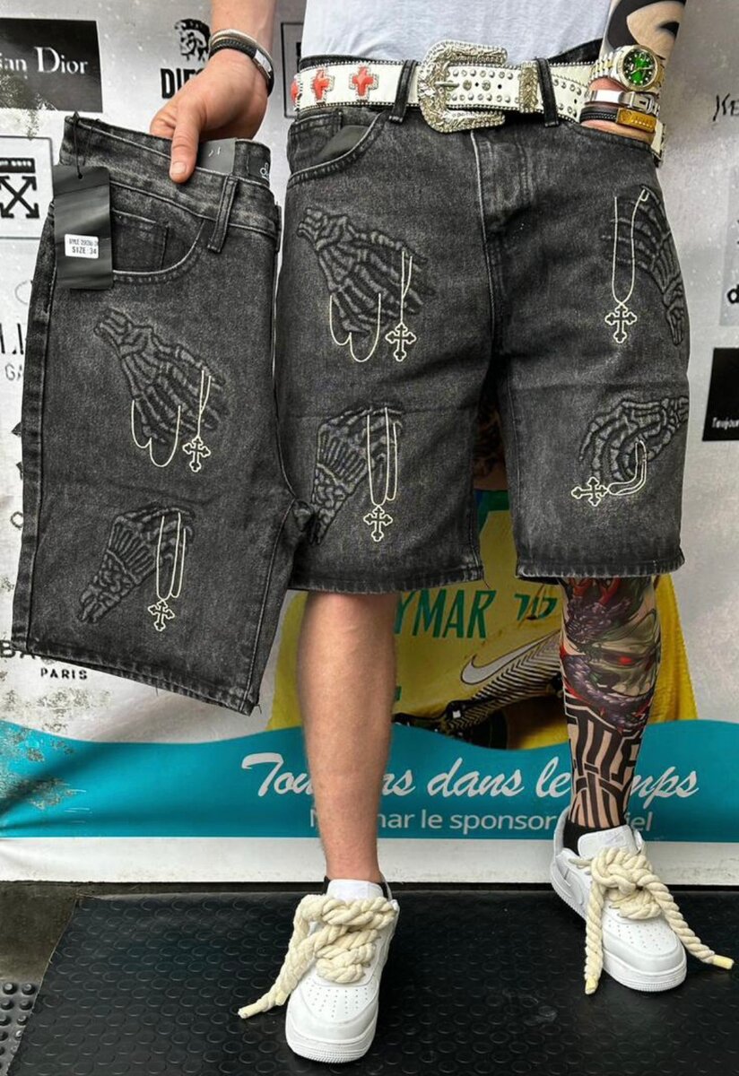 Shorts en denim imprimé