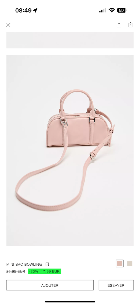 Sac à main rose élégant ZARA