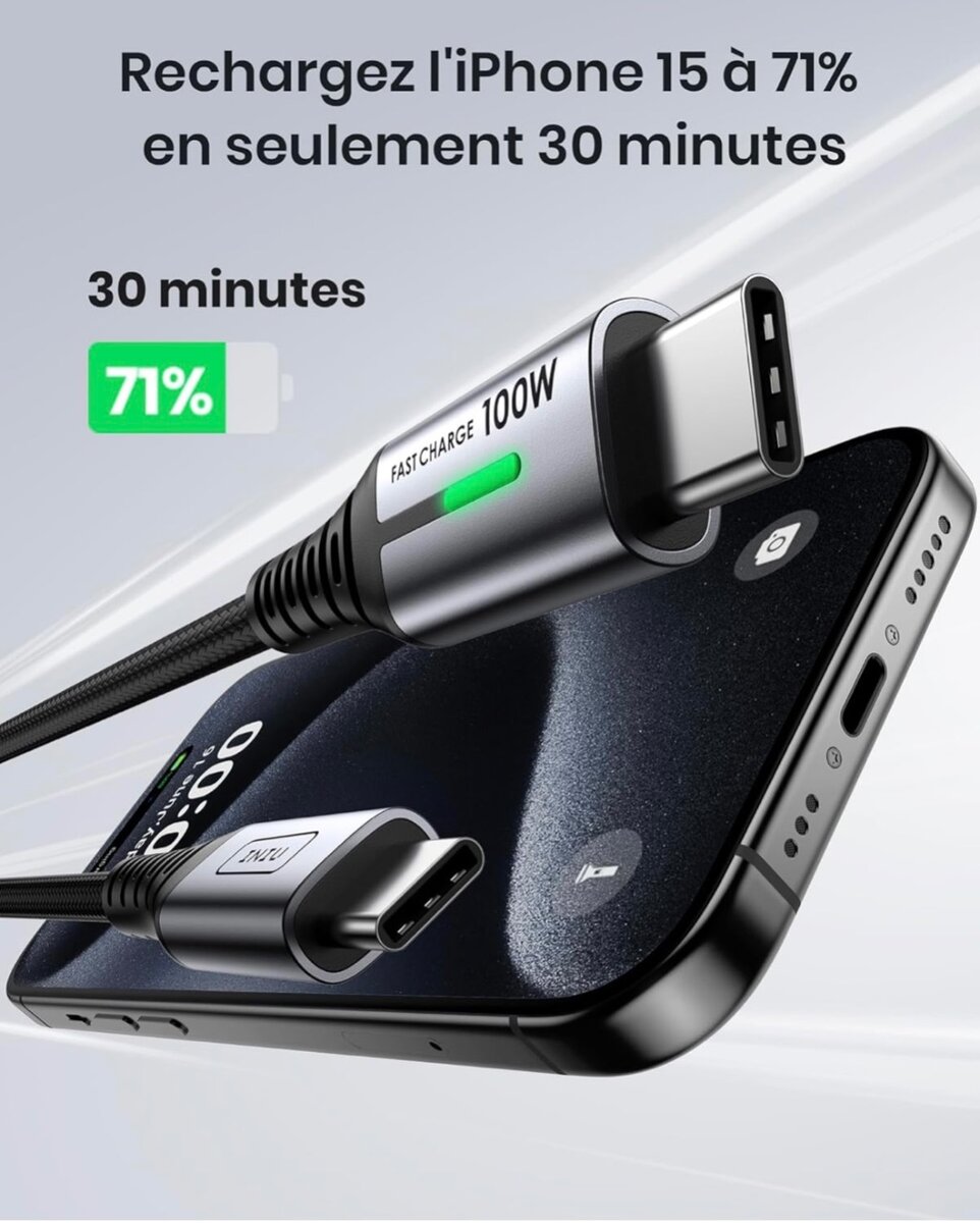 Câble USB C, 2metres 100W