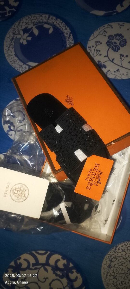 Genuine Hermes Crystal Men Slipper