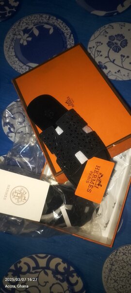 Genuine Hermes Crystal Men Slipper