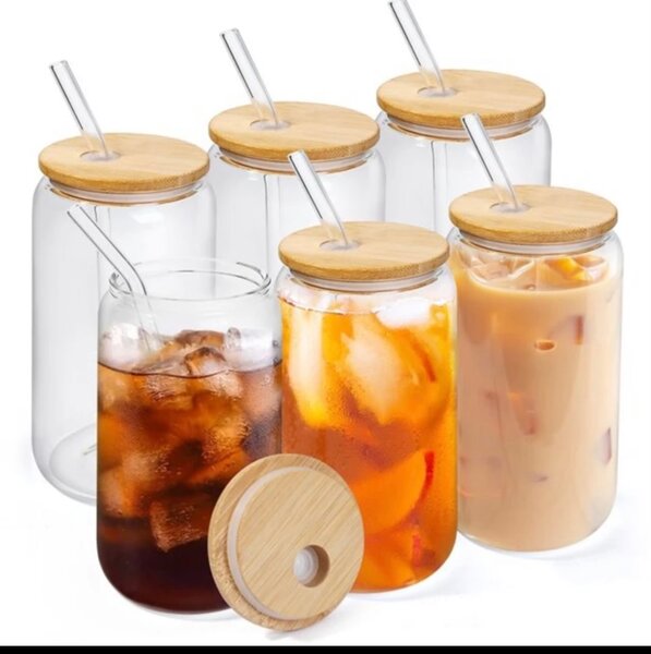 Bouteille en verre 16oz avec paille