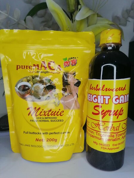 Pure maca mixture and syrup for butts and hips enlargement