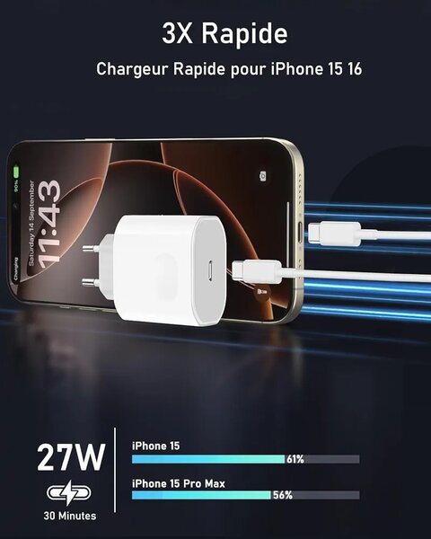 Chargeur Rapide USB-C 27W