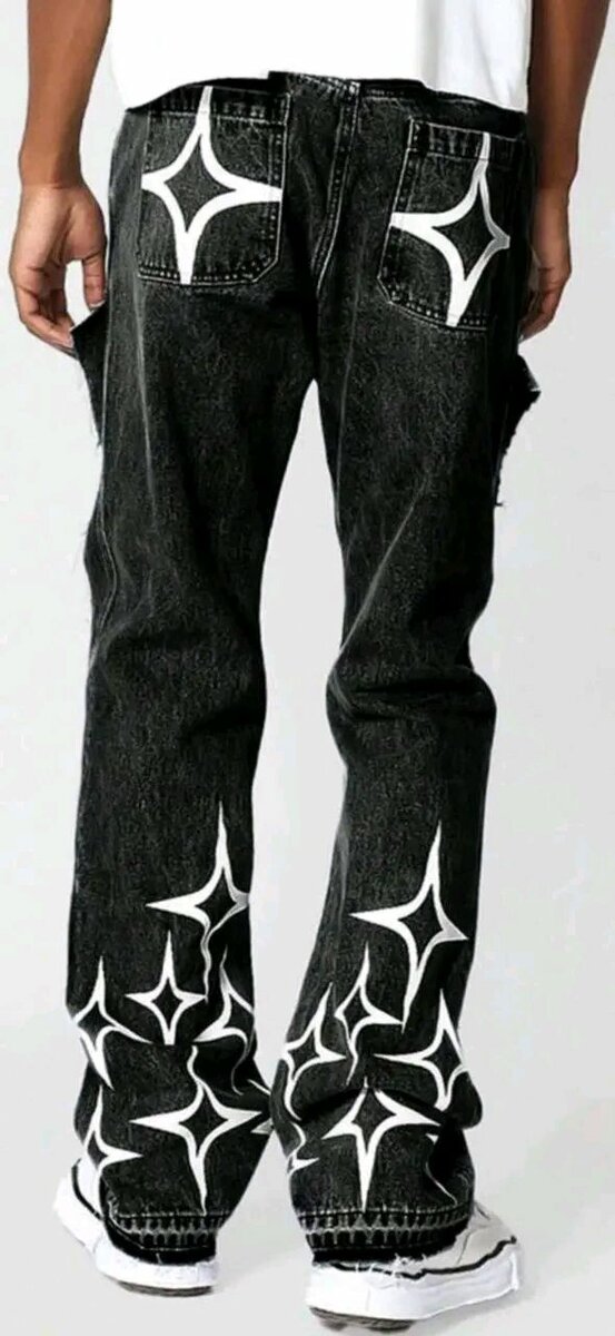 Jean noir étoiles imprimées