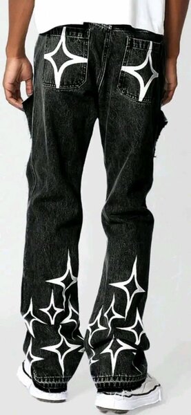 Jean noir étoiles imprimées