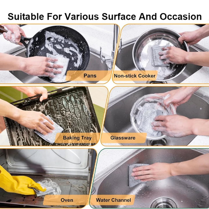 5 Éponges en acier inoxydable