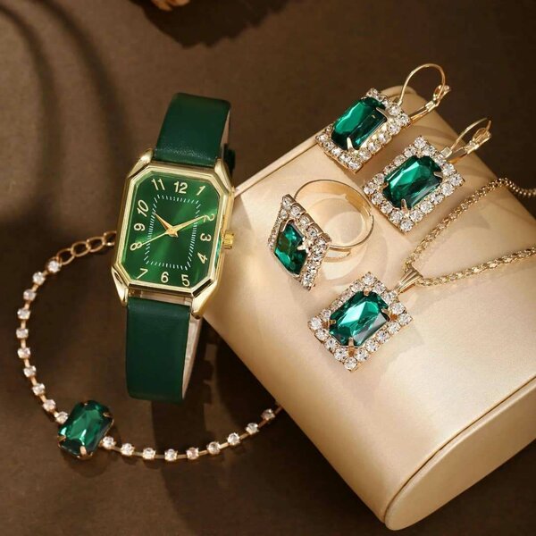 Ensemble Montre Bijoux Émeraude
