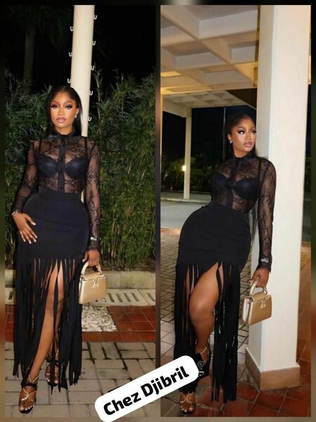 Robe Noire à Franges Élégante