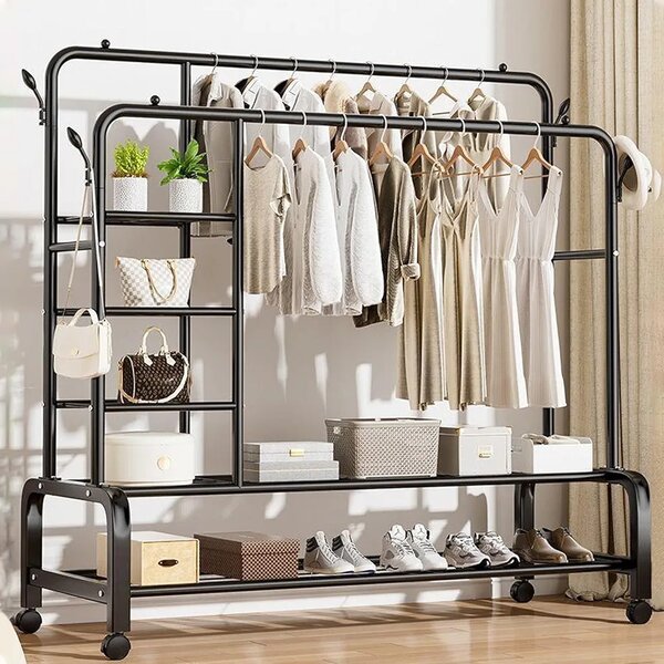 Metallic Double pole clothes rack