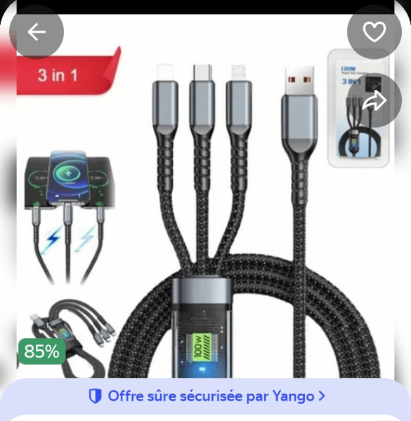 Câble de Charge 3 en 1