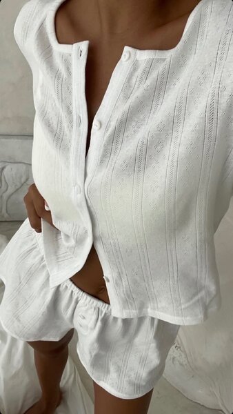 Пижама из Pinterest с шортами ткань ажурная рибана