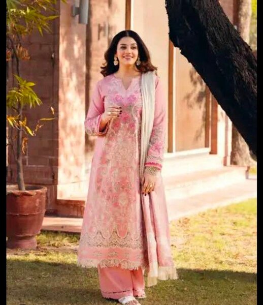 Pink linen suit