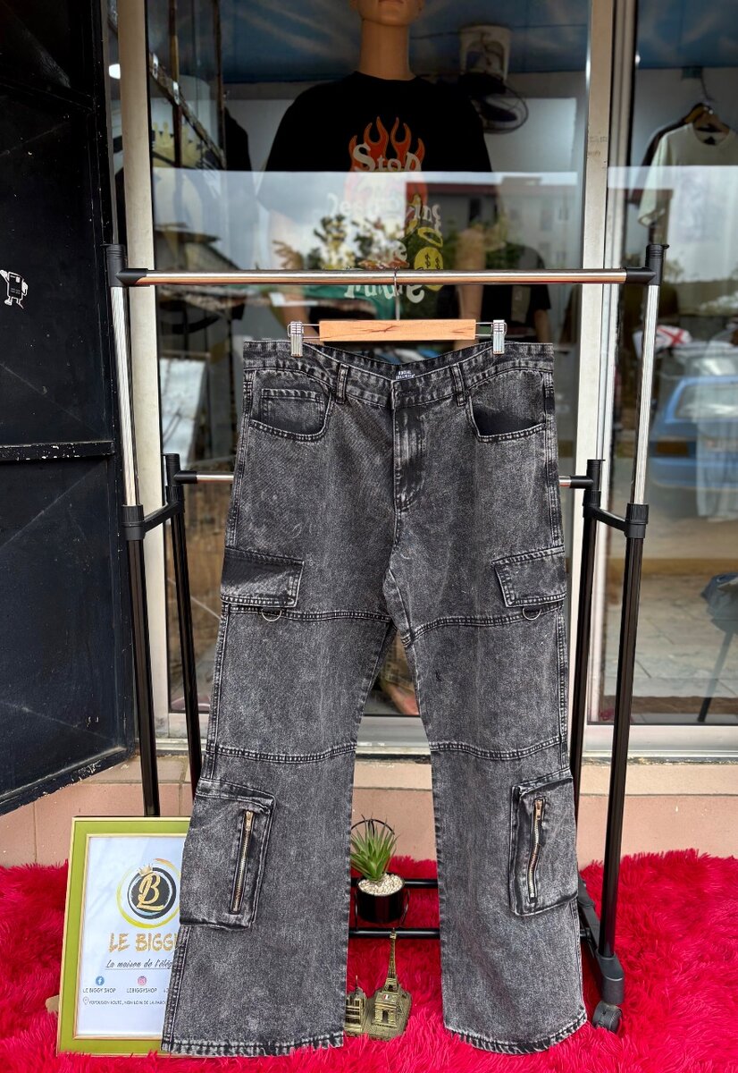 Pantalon cargo denim noir