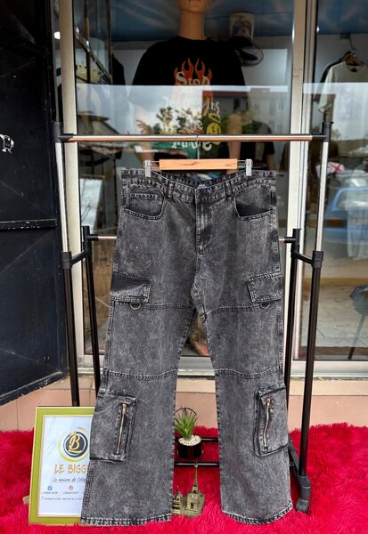 Pantalon cargo denim noir