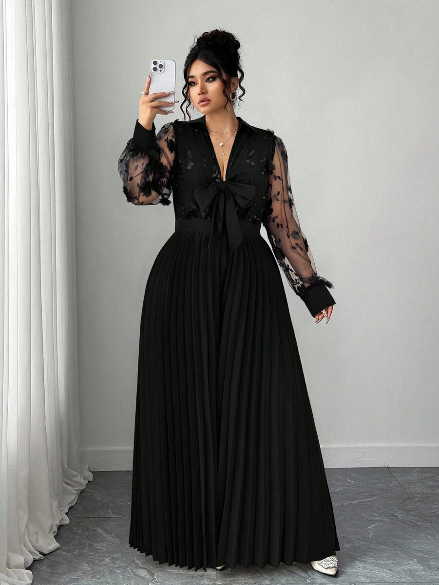 Robe longue élégante en mousseline