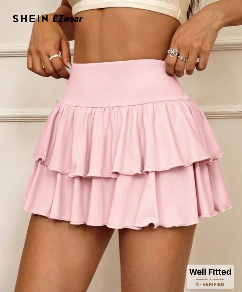 Jupe à volants rose