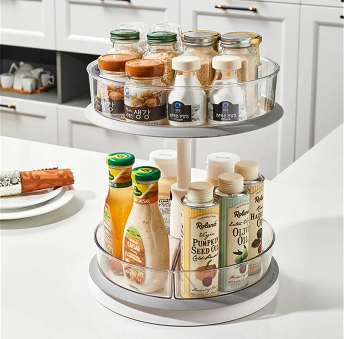 Étagère rotative à 2 niveaux