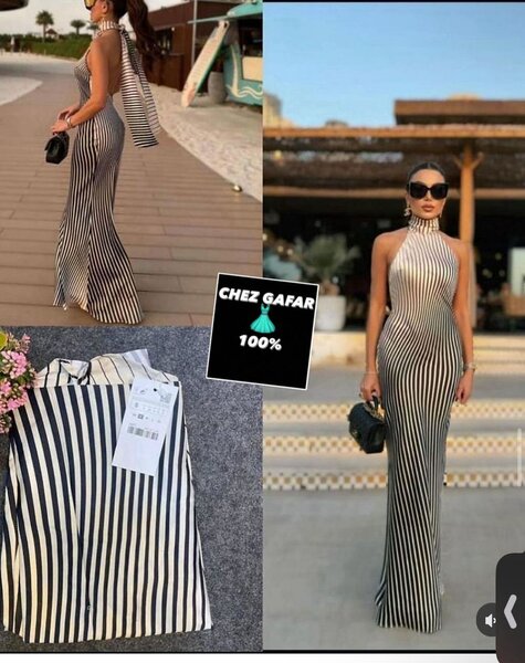 Robe longue rayée élégante