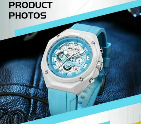 Montre MEGIR Chronographe Bleue