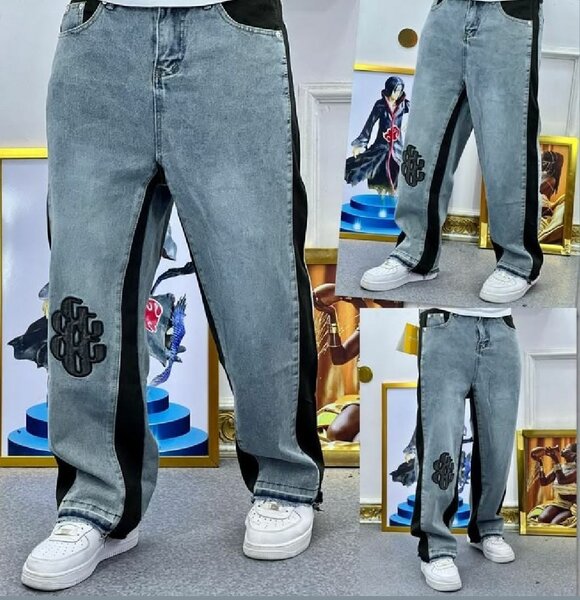 Jeans homme gris avec motifs