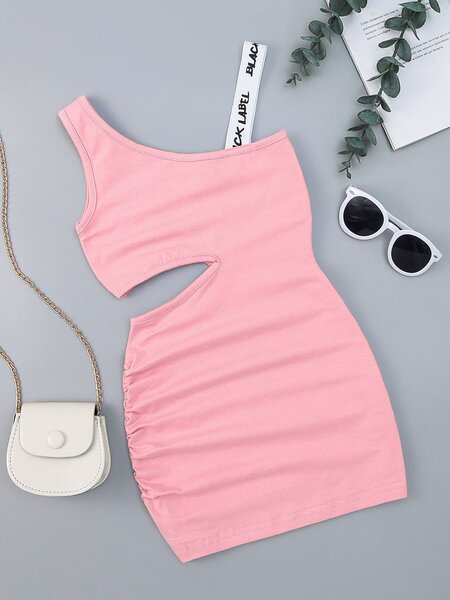 Robe moulante découpée rose