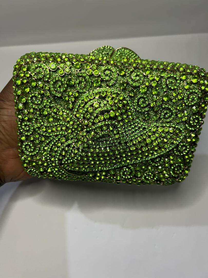 Lemon Green Crystal Hat Purse