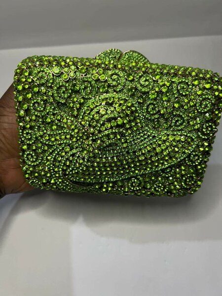 Lemon Green Crystal Hat Purse