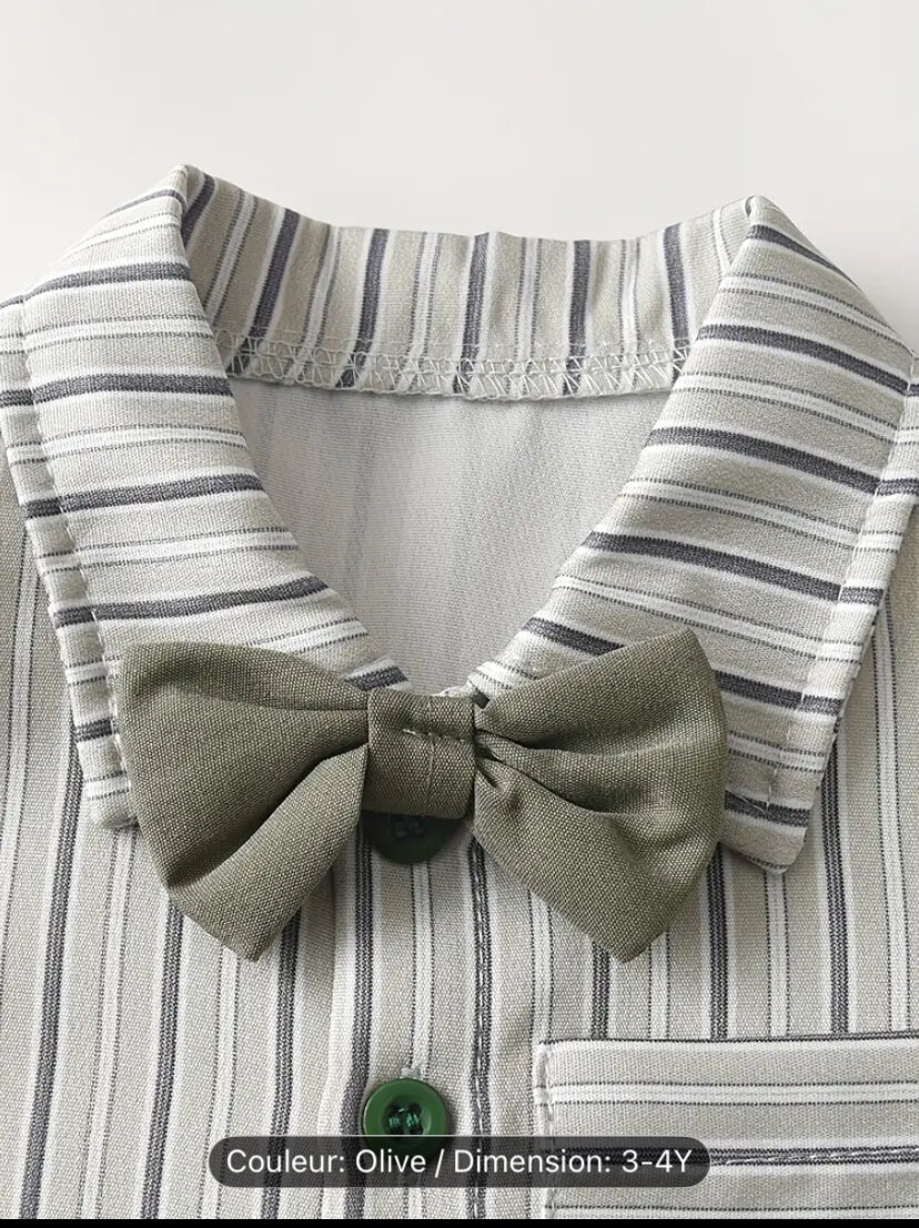 Ensemble enfant rayé olive