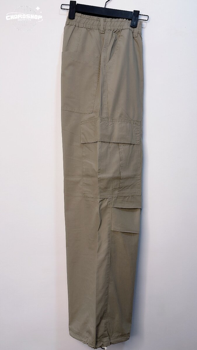 Pantalon cargo ample beige