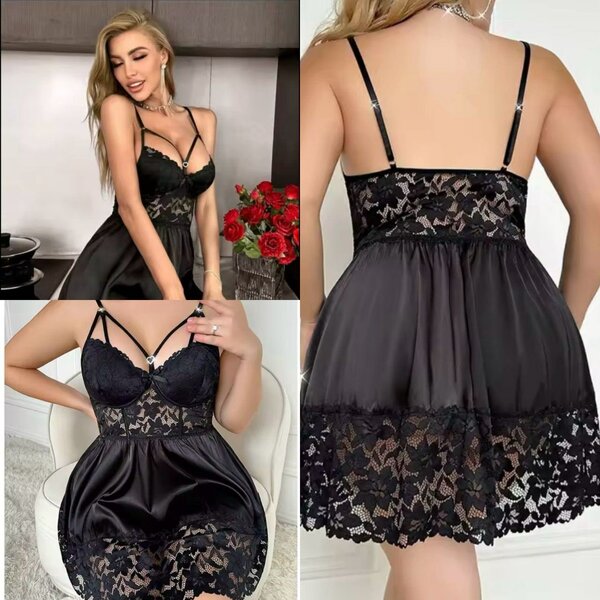 Nuisette Satinée en Dentelle