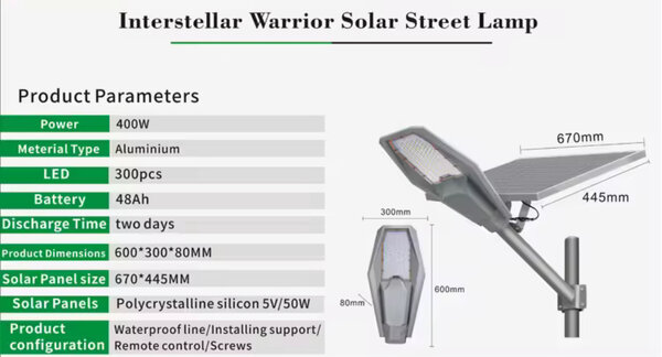 Lampe Solaire Extérieure 400W