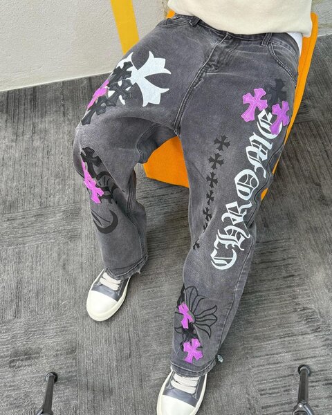 Jeans larges avec motifs