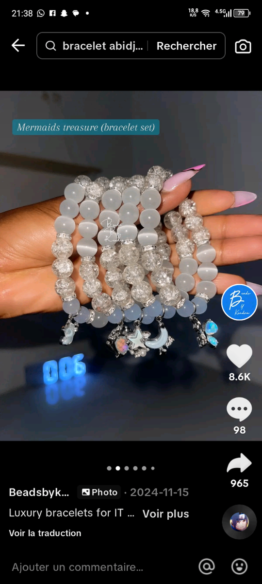 Bracelet en perles lumineuses