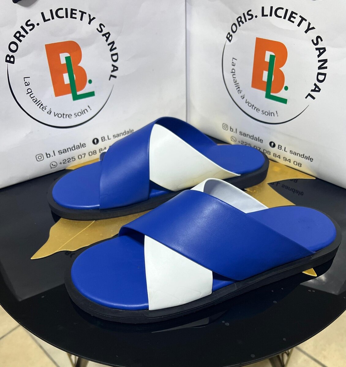 Sandales Boris Bleu et Blanc