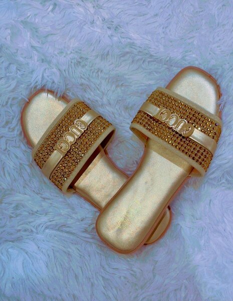 Mules dorées strass femmes