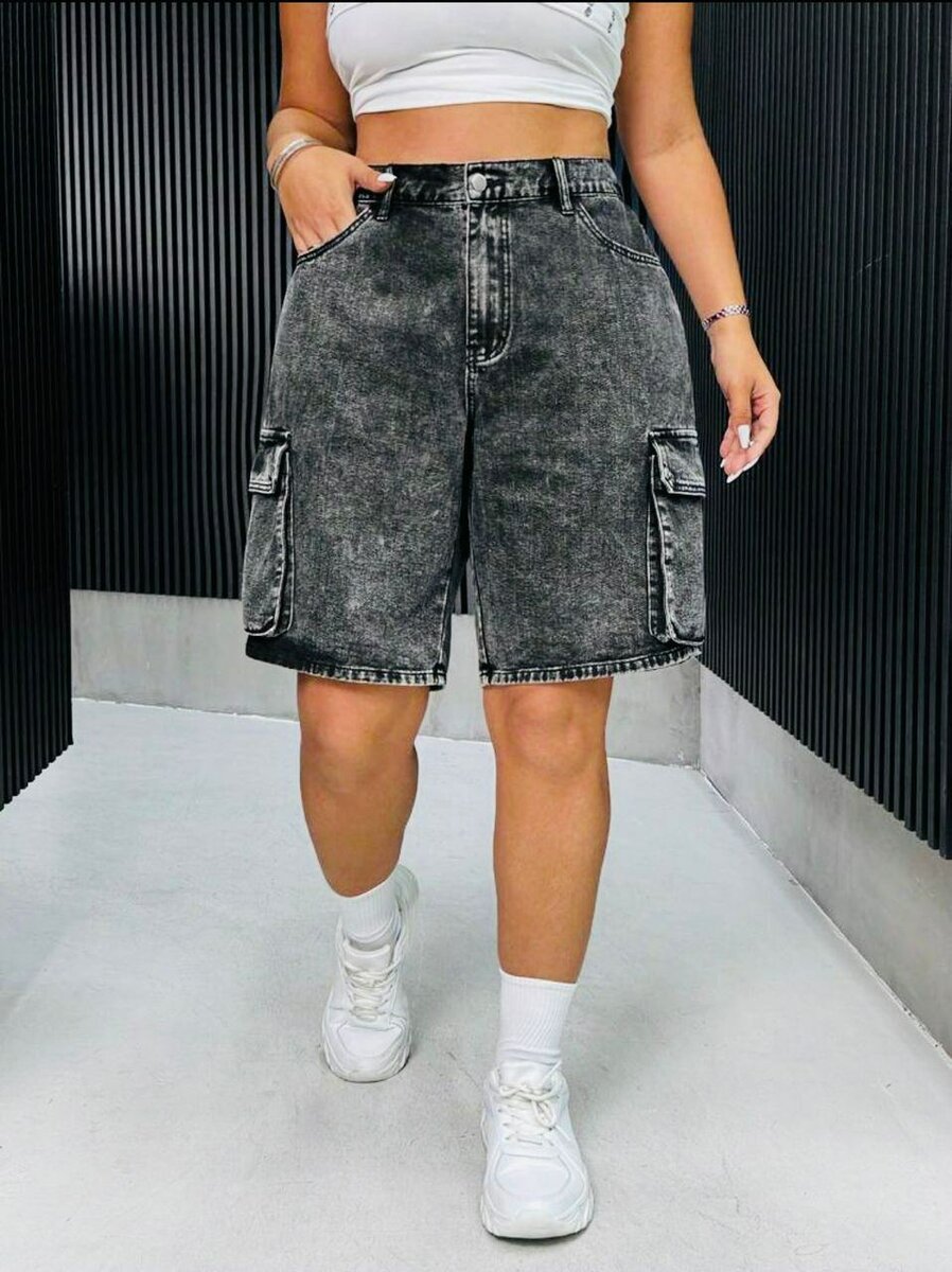 Shorts cargo en jean pour femmes